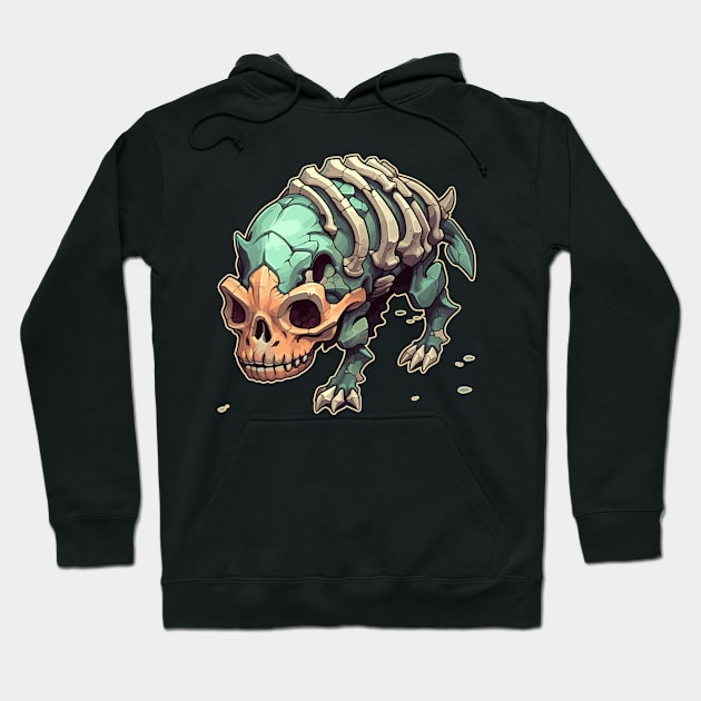 Skeleton Scary Chibi Triceratops Isometric Dinosaur Hoodie by DanielLiamGill